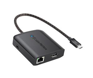 Cable Matters 8K HDMI USB C Hub (USB-C HDMI Dock 4K @120Hz) with 2x USB 3.0 Ports, Gigabit Ethernet, 100W Power Delivery Charging in Black