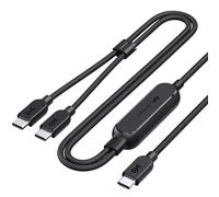 Cable Matters Braided 2-in-1 USB C Multi Charging Cable - 1.8m, 140W Smart Power Allocation for Laptops & Phones, USB C Power Splitter Cable Works with MacBook Pro, XPS, iPad, iPhone, Black