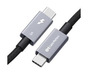 Cable Matters [Intel Certified] 80Gbps Premium Braided Thunderbolt 5 Cable with up to 120Gbps Bandwidth Boost and 240W Charging - 0.5m, Compatible with Thunderbolt 4/3, USB4, and USB-C, Black