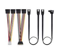 Cable Matters SATA cables set SATA 3 Data Cable and Power Cable Kit with Straight and 90 Degree, Power Splitter Adapter Cable, and Molex Adapter in Black