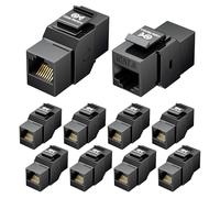 Cable Matters [UL Listed] 10-Pack 10Gbps Cat6 Keystone Coupler, RJ45 Keystone Jack Coupler/Ethernet Female to Female Keystone Jack in Black for Patch Panel, Wall Plate
