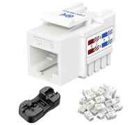 Cable Matters [UL Listed 25-Pack 10Gbps Cat6 Keystone Jacks, RJ45 Keystone Jack, Ethernet Keystone Jack in White with Keystone Punch-Down Stand for Patch Panel and Wall Plate