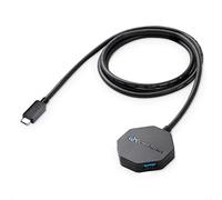 Cable Matters Ultra Mini 4 Port USB C Hub with Long 4 ft Extension Cable Tail (USB C to USB Hub, USB C Hub Long Cord, USB Type C Hub) in Black - Thunderbolt 4 / USB4 / Thunderbolt 3 Port Compatible