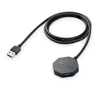 Cable Matters Ultra Mini 4 Port USB Hub with Long 4 ft Extension Cable Tail, USB 3.0 Hub with Multiple Ports for Up to 5Gbps Data Transfer Rate, Black