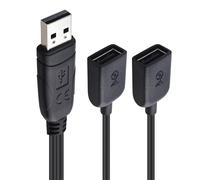 Cable Matters USB 2.0 A Male to Female Splitter 1 in 2 out - 0.3m, USB Y Splitter Hub with 480Mbps Data Transfer, BC 1.2 Charging Support