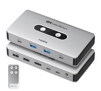 Cable Matters USB C KVM Switch for 2 Computers 1 Monitor, 2-in-1-out USB C Switch with RF Remote Control, 4K@60Hz HDMI Video, 100W Charging, 10Gbps USBA&USBC Ports, 180W Power Adapter Included