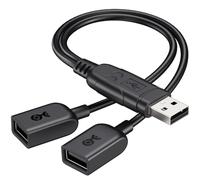Cable Matters USB Splitter 1 In 2 Out, 0.3m, USB Power Splitter | BC 1.2 Charging Support, USB-A Male to Female Adapter, Data Transfer Support