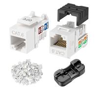 Cable Matters25-Pack, 90 Degree Cat 6 RJ-45 Keystone Jack in White