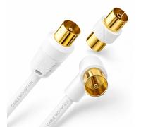 Cable Mountain 1m Right Angle TV Aerial Cable, Gold Plated, White | 90° Coaxial RF Lead, 75 Ohm IEC 9.5mm | Flush Wall Plate | Freeview, Sky, Virgin, BT