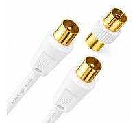 Cable Mountain 1m TV Aerial Cable, Gold Plated Male to Male, White