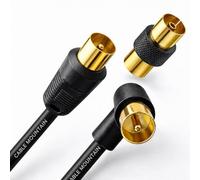 Cable Mountain 2m Right Angle TV Aerial Cable, Gold Plated, Black | 90° Coaxial RF Lead, 75 Ohm IEC 9.5mm | Flush Wall Plate | Freeview, Sky, Virgin, BT