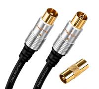 Cable Mountain 3m TV Aerial Extension Cable, Gold Plated, Male to Female | Coaxial Antenna Lead | Freeview, Sky Q, Virgin, YouView | Digital & Analogue Signal