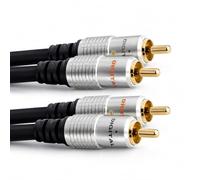 Cable Mountain 3m Twin Phono RCA Cable, Gold Plated, Male to Male | Stereo Audio Lead | Hi-Fi, Amplifier, Subwoofer, Turntable, Home Cinema