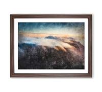 Cable Mountain South Africa Painting Modern Art Framed Print | A2 Walnut Framed Wall Art | Ready to Hang | Modern Landscape Picture | Living Room Bedroom Lounge Office