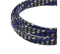 Cable Organiser 1/5/20/50Meter Expanded Braid Sleeve PP Cotton PET Yarn 4 8 12mmWire Wrap Insulated Cable Protection Line Harness(Blue White Grey,04mm,1 meter)
