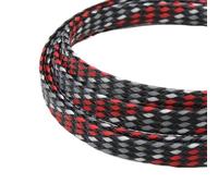 Cable Organiser 1/5/20/50Meter Expanded Braid Sleeve PP Cotton PET Yarn 4 8 12mmWire Wrap Insulated Cable Protection Line Harness(Red Grey White,12mm,1 meter)