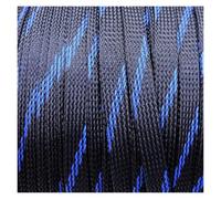 Cable Organiser 5/10Meter Braided Cable Sleeve 3mm 4mm 6mm 8mm 10mm 12mm 14mm PET Expandable Cover Insulation Nylon Sheath Wire Wrap Protection(Black Blue,14mm,10m)