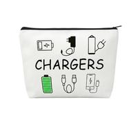 Cable Organiser Bag, Charger Travel Pouch for Wires & Accessories - Durable Canvas Zipper Bag with Soft Protective Lining, Portable Tech Organiser for Men & Women