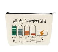 Cable Organiser Bag Travel Essentials Backpacking All My Charging Stuff Funny Canvas Makeup Bag with Zipper Large Capacity Toiletry Pouch Travel Gadgets Gifts for Women Men Friends Sisters Mom