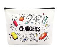 Cable Organiser Bag Travel Essentials Backpacking All My Charging Stuff Funny Canvas Makeup Bag with Zipper Large Capacity Toiletry Pouch Travel Gadgets Gifts for Women Men Friends Sisters Mom