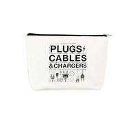 Cable Organiser Bag Travel Essentials Canvas Makeup Bag All My Charging Stuff Bag Toiletry Electronics and Accessories Storage Pouch Funny Cosmetic Bags with Zipper Gifts for Women Men