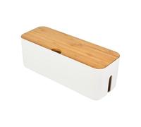 Cable Organizer Box, Cable Management Box, with Bamboo Lid Power stripe Tidy Box for Hiding Power Strips and Electrical Cords from TVs, Computers, and Desks(White)