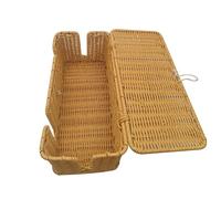 Cable Organizer Box - Handwoven Charger Wire Case | Imitation Rattan Cable Case with 4 Open Slots for Desk Wire Organization, Cord Storage Box for Office, Home