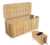 Cable Organizer Box Rattan, Rattan Cable Management Box, Hand-woven Wire Storage Box, Rustic Wire Organiser Box, Cable Hider Box For Home And Workplace
