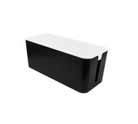 Cable Organizer Box with Bamboo Lid - Hidden Stores and Gathers Power Strips - Table and Desk (Black with White Cover)