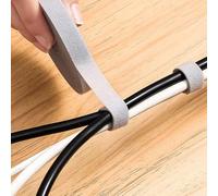 Cable Organizer Data Cable Storage Strap Household Daily Use Polyester Tear Apart by Hand Wire Management Tie for Office Desk Home Five Meters(White)