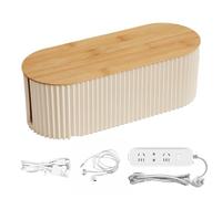 Cable Organizer Storage Box - Desktop Cord Management Holder, Power Strip Container | Concealed Extension Hider for Tidy Spaces | Decorative Wire Box with Sleeve System for Living Room Use