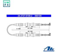 CABLE PARKING BRAKE 24.3727-0108.2 FOR VW SANTANA/B2 QUANTUM CORSAR PASSAT/B1