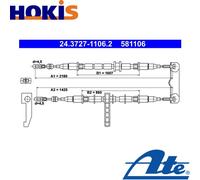 CABLE PARKING BRAKE 24.3727-1106.2 FOR SAAB 900/II/Convertible 9-3/Cabriolet