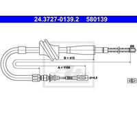 CABLE, PARKING BRAKE FOR AUDI 4000 90 COUPE ATE 24.3727-0139.2