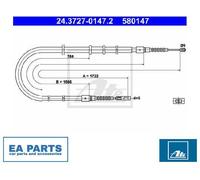 Cable, parking brake for AUDI 80 ATE 24.3727-0147.2