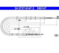 CABLE, PARKING BRAKE FOR AUDI 80 ATE 24.3727-0147.2