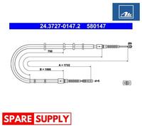 CABLE, PARKING BRAKE FOR AUDI 80 ATE 24.3727-0147.2 NEW