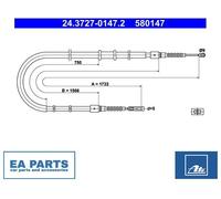 Cable, parking brake for AUDI 80 ATE 24.3727-0147.2 NEW