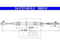 CABLE, PARKING BRAKE FOR BMW E34 ATE 24.3727-0215.2