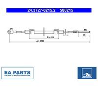 Cable, parking brake for BMW E34 ATE 24.3727-0215.2 NEW