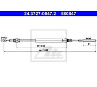 CABLE, PARKING BRAKE FOR CITROËN C8 ATE 24.3727-0847.2