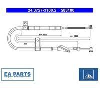 Cable, parking brake for HYUNDAI AMICA ATE 24.3727-3100.2 NEW