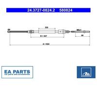 Cable, parking brake for PEUGEOT 406 ATE 24.3727-0824.2 NEW
