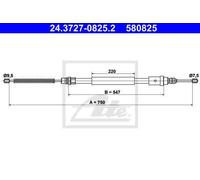 CABLE, PARKING BRAKE FOR PEUGEOT 406 ATE 24.3727-0825.2