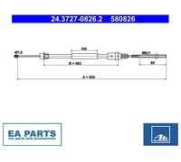 Cable, parking brake for PEUGEOT 406 ATE 24.3727-0826.2 NEW
