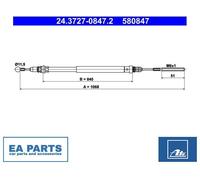 Cable, parking brake for PEUGEOT 807 ATE 24.3727-0847.2