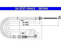 CABLE, PARKING BRAKE FOR RENAULT KANGOO ATE 24.3727-1044.2
