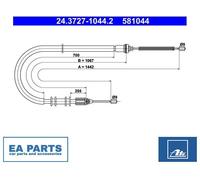 Cable, parking brake for RENAULT KANGOO ATE 24.3727-1044.2 NEW