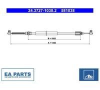 Cable, parking brake for RENAULT TWINGO ATE 24.3727-1038.2 NEW
