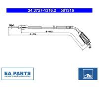 Parking brake cables ATE 24.3727-1316.2 for VOLVO